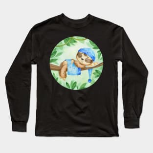 Watercolor Sloth Baby Long Sleeve T-Shirt